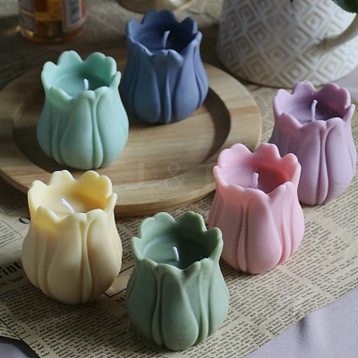 3D Tulip Flower DIY Food Grade Silicone Candle Molds PW-WG77557-01-1