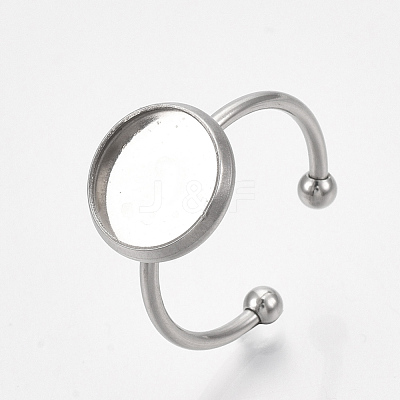 Tarnish Resistant 201 Stainless Steel Cuff Finger Rings Components X-STAS-T047-19A-1