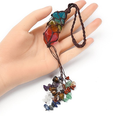Natural 7 Chakra Stones Chips Tassel Curtain Tiebacks MAKN-YWC0001-04-1