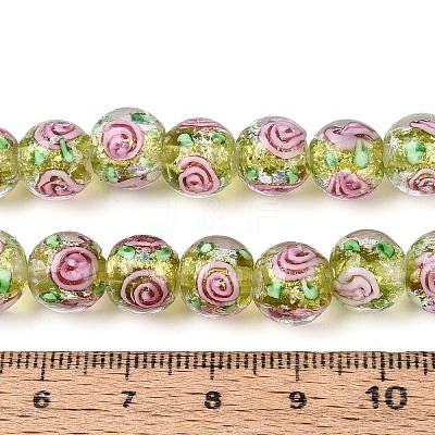 Handmade Foil Glass Beads Strands FOIL-N033-04D-1