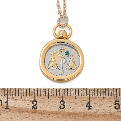 Brass Twelve Constellations Tarot Pendant Necklaces NJEW-Q006-01I-G-1