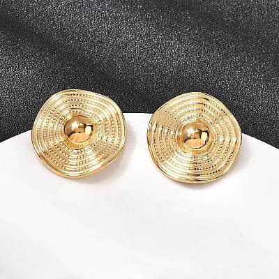 304 Stainless Steel Wavy Flat Round Stud Earrings EJEW-K268-53A-G-1