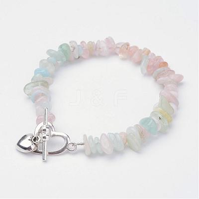 Natural Morganite Beaded Bracelets BJEW-JB02681-03-1