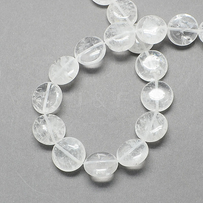 Flat Round Gemstone Natural Quartz Crystal Beads Strands X-G-S110-20-1
