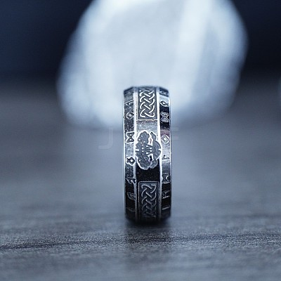 Viking Style Retro 304 Stainless Steel Finger Rings FS-WG40F7A-10-1