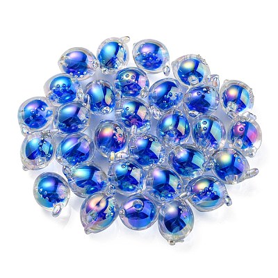 UV Plating Rainbow Iridescent Acrylic Beads OACR-F004-07C-1