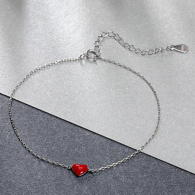 Rhodium Plated 925 Sterling Silver Enamel Cable Chains Bracelets BJEW-FF0008-002P-1