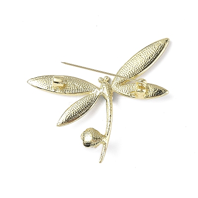 Rhinestonoe Dragonfly with Plastic Imitation Pearl Brooch Pin X-JEWB-I020-02LG-1