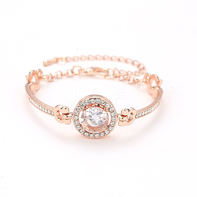 Flat Round Zinc Alloy with Crystal Rhinestone Bangles for Women FS-WG299D2-01-1