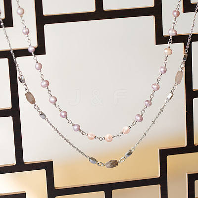 2 Strands Electroplated Shell Pearl Beads Strands PEAR-NB0001-96-1