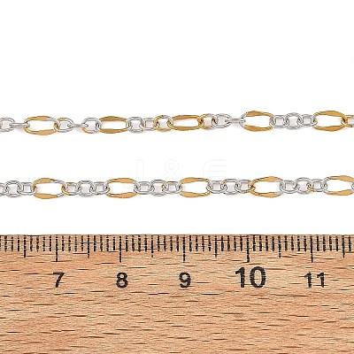 2Pcs Adejustabel Two Tone 304 Stainless Steel Oval Link Chains Necklace Making AJEW-JB01666-1