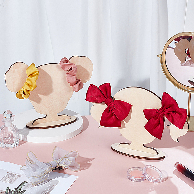 2 Bags 2 Styles Cute Girl Shaped Wood Hair Clip Holders ODIS-GA0001-74-1