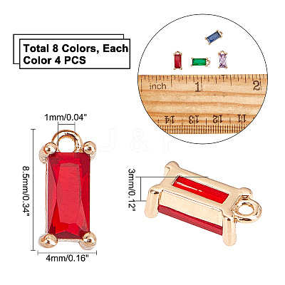32Pcs 8 Colors Transparent Glass Charms GLAA-PH0001-22-1