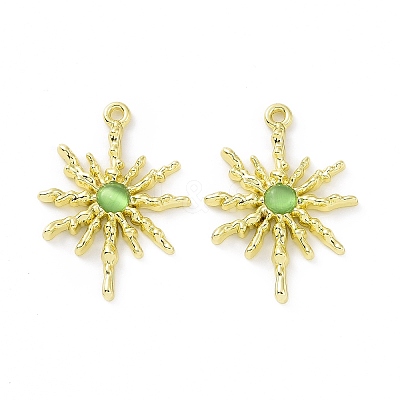 Rack Plating Alloy Cat Eye Pendants PALLOY-D007-08-1