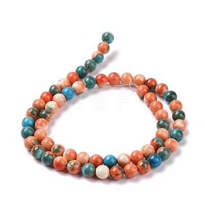 Synthetic Ocean White Jade Round Bead Strands G-M165-6mm-04-1