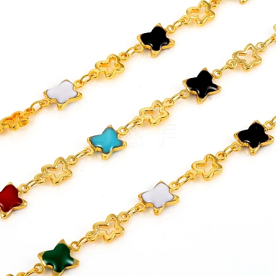 Handmade Brass Enameled Link Chains CHC-F011-16-G-1