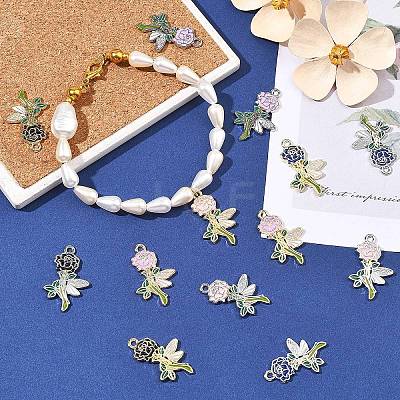 30Pcs 2 Colors Alloy Enamel Pendants ENAM-YW0008-78-1