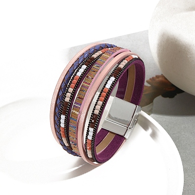 Bohemia PU Leather Cord Multi-strand Bracelets PW-WG69AB3-04-1