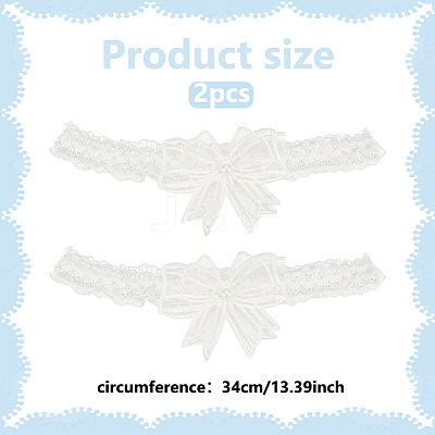 Polyester Lace Elastic Bridal Garters AJEW-WH0007-29-1