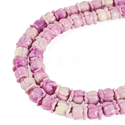 2 Strands Synthetic Coral Dyed Carved Beads Strands SHEL-TA0001-31-1