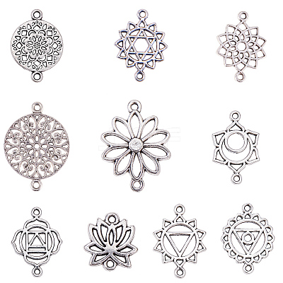 Chakra Tibetan Style Alloy Links TIBE-SC0001-08AS-FF-1