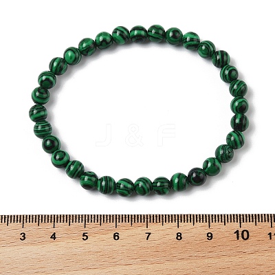 Synthetic Malachite(Dyed) Bead Stretch Bracelets BJEW-K212-A-031-1