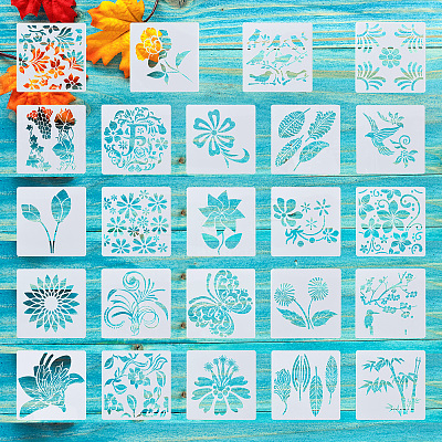 24 Sheets 24 Styles Plastic Drawing Stencil DIY-CW0001-13-1