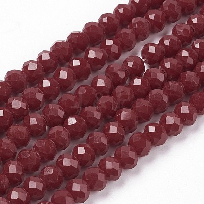 Faceted Solid Color Glass Rondelle Beads Strands GLAA-Q044-6mm-25-1