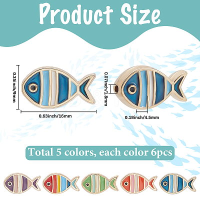 30Pcs 5 Colors Aolly Enamel Beads FIND-SC0016-34-1