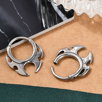 Fire Shaped 316 Surgical Stainless Steel Hoop Earrings X-EJEW-G416-35P-1