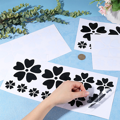 4 Sheets 2 Colors Flower PVC Waterproof Car Stickers DIY-GF0008-94B-1