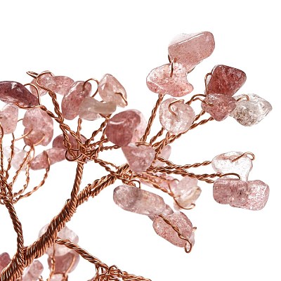 Natural Strawberry Quartz Chips & Agate Pedestal Display Decorations DJEW-A001-04B-1