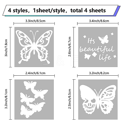 4Pcs 4 Styles Square PET Waterproof Self-adhesive Car Stickers DIY-GF0007-45B-1