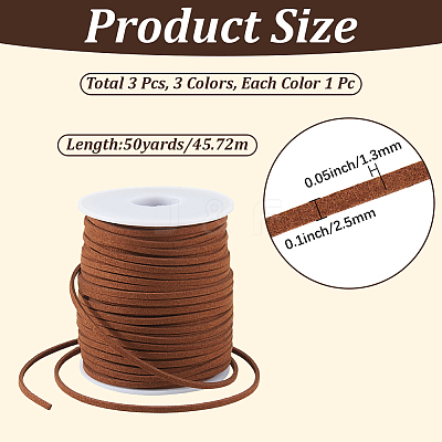 3 Rolls 3 Colors Flat Faux Suede Cord OCOR-CL0001-07-1