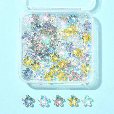 70Pcs 5 Colors Transparent Electroplate Glass Bead Caps EGLA-FS0001-55-1