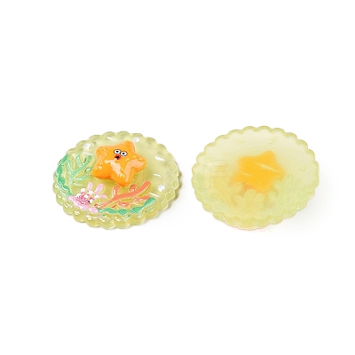 Ocean Theme Flat Round Resin Cabochons CRES-T025-02H-1