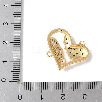 Brass Micro Pave Cubic Zirconia Heart Connector Charms KK-A252-28G-06-1