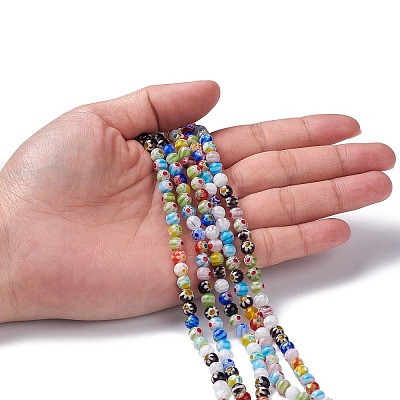Handmade Millefiori Glass Round Bead Strands LAMP-J038-6mm-M-1