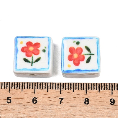 Printed Handmade Porcelain Beads PORC-G016-04B-1
