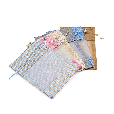 30Pcs 6 Colors Cotton & Organza & Burlap Packing Pouches Drawstring Bag ABAG-MB0001-09-1