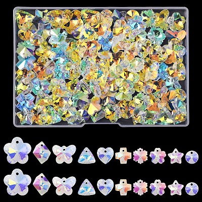100Pcs 10 Styles Glass Charms GLAA-YW0004-66-1