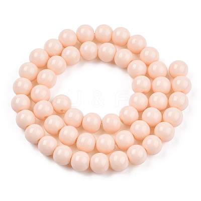 Opaque Solid Color Glass Beads Strands GLAA-T032-P8mm-09-1