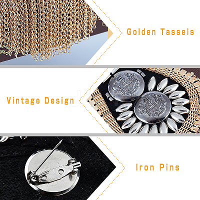 Detachable Iron Tassel Epaulettes FIND-FH0005-47G-1