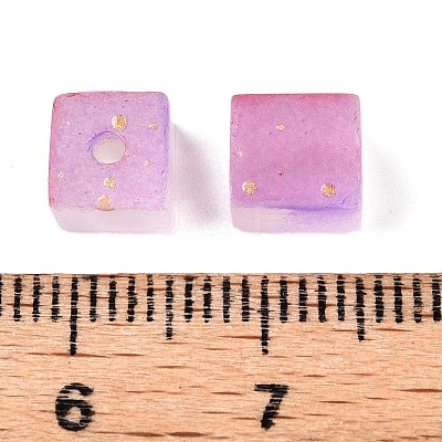 Frosted Glass Beads with Golden Glitter Powder DGLA-NH001-6mm-01J-1