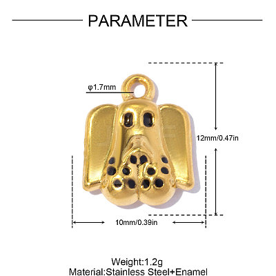 304 Stainless Steel with Black Enamel Charms SA-OY001-10G-1