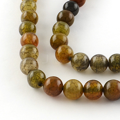 Dyed Natural Dragon Veins Agate Round Bead Strands X-G-R342-8mm-08-1