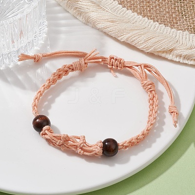Adjustable Braided Waxed Cotton Macrame Pouch Bracelet Making BJEW-JB09698-03-1