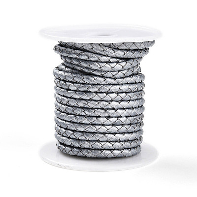 Braided Cowhide Leather Cord NWIR-N005-01L-4mm-1