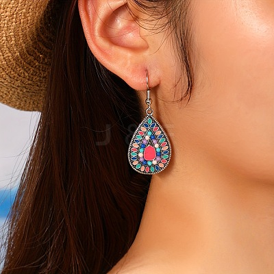 Teardrop Zinc Alloy Enamel Dangle Earrings WGB4181-02-1