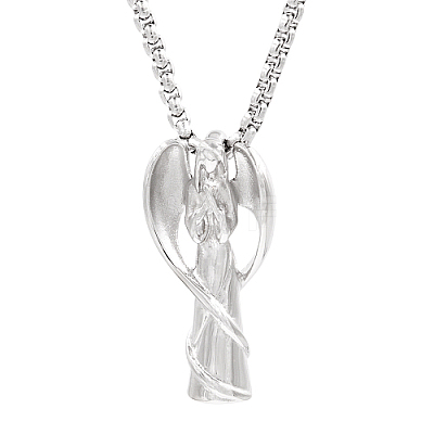 Non-Tarnish 304 Stainless Steel Angel Pendant Necklaces for Women WQ2654-1-1